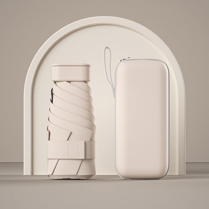 Paraguas de protección solar de vinilo creativo mini paraguas de seis pliegues paraguas de cápsula de bolsillo pequeño para mujer lluvia y lluvia paraguas de sol de doble uso