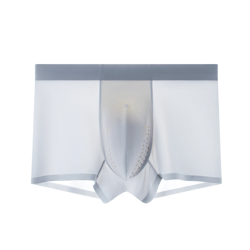 Procesamiento de ropa interior de seda de hielo para hombres de verano personalizados, pantalón bóxer cómodo transpirable ultrafino de dopamina, cabeza de pantalones cortos para hombres