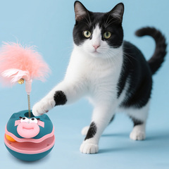 新しい猫のおもちゃタンブラーターンテーブルボール猫用品フェザー猫面白いスティックペットの自己幸福救済退屈面白い猫アーティファクト
