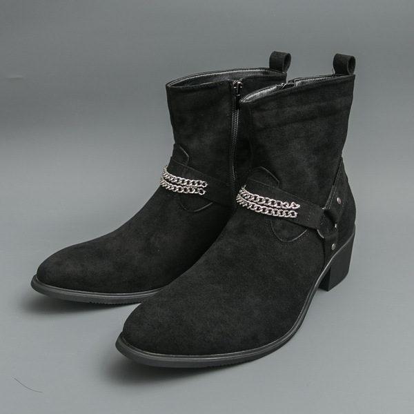 demi-season suede shoes English style pointed-toe with zipper