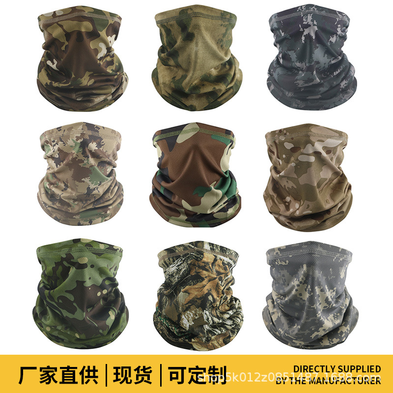 Máscara de ciclismo delgada camuflaje al aire libre turbante mágico multifuncional transpirable cuello de cuello de malla turbante transfronterizo