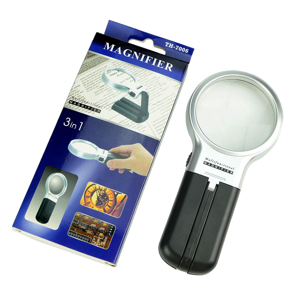Портативная настольная Складная Светодиодная лампа для чтения 65 мм HD-объектив 3 раза больше, чем старик, читающий газету, увеличительное стекло TH7006