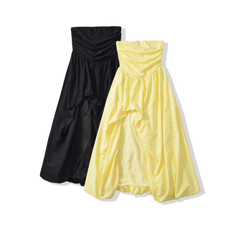 2025 New French Retro Tube Top Slit Long Dress Sexy Slim Backless Party Style Dress 2025 New French Retro Tube Top Slit Long Dress Sexy Slim Backless Party Style Dress