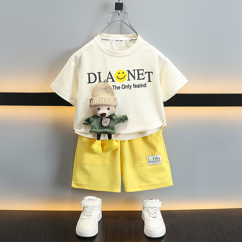 男の子サマースーツ2025新スタイル子供ベビーファッショナブルな半袖ハンサム子供夏服ストリート子供服|undefined