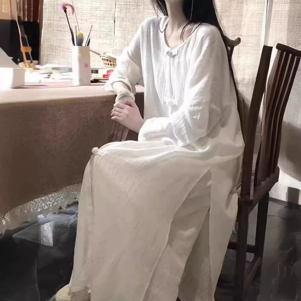 2024 весенний новый ретро новый китайский стиль улучшенный хлопок конопля