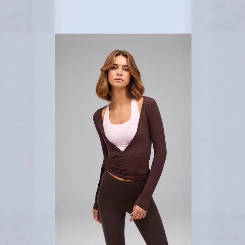2026 Cross-Border Amazon Spring and Autumn New Long-Sleeved Sports Tops for Women European and American Fashion Trend Knitwear