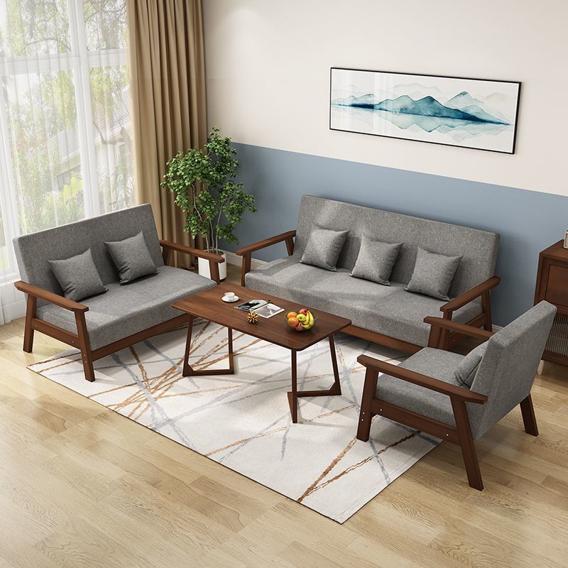 Sofa and Coffee Table Set for Small Apartments, Double Living Room, Rental House, Fabric, Three-Seater, Modern Minimalist, Solid Wood, Cross-Border E-Commerce