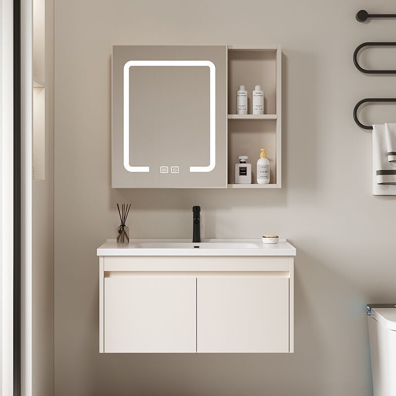 Honeycomb Aluminum Bathroom Cabinet Set with Cream-Style Integrated Ceramic Washbasin for Small Apartments Honeycomb Aluminum Bathroom Cabinet Set with Cream-Style Integrated Ceramic Washbasin for Small Apartments