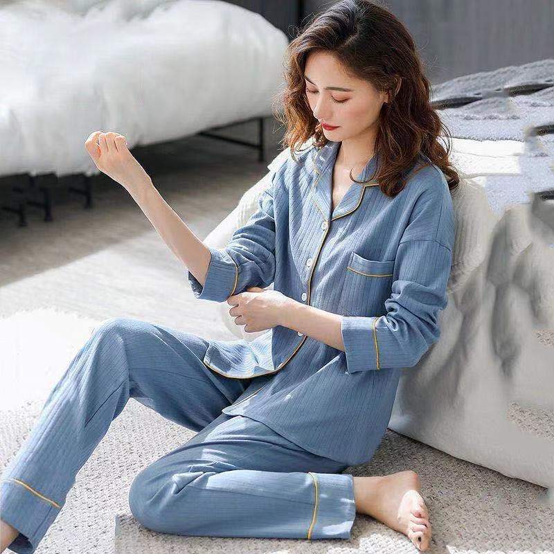 Pijamas de algodón para mujer Primavera y otoño de manga larga de invierno más pijamas de tamaño verano traje de mujer homewear se puede usar fuera