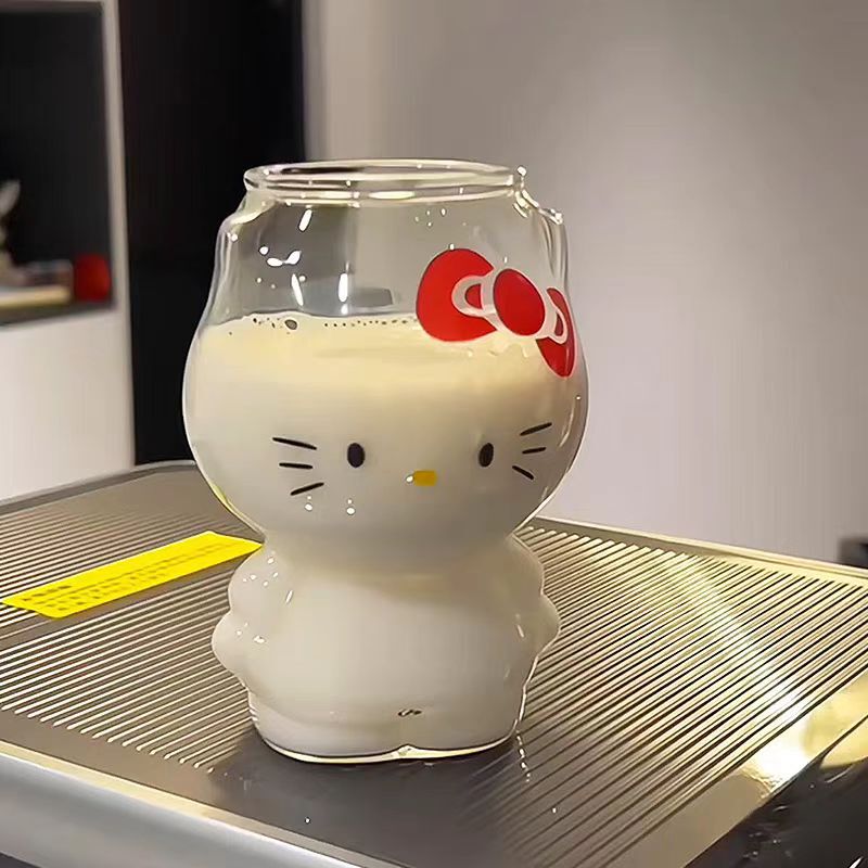 Cartoon Cute Single Layer Borosilicate Glass Cat Coffee Milk Breakfast Cup High Color Value High Temperature Resistant Water Cup Cartoon Cute Single Layer Borosilicate Glass Cat Coffee Milk Breakfast Cup High Color Value High Temperature Resistant Water Cup