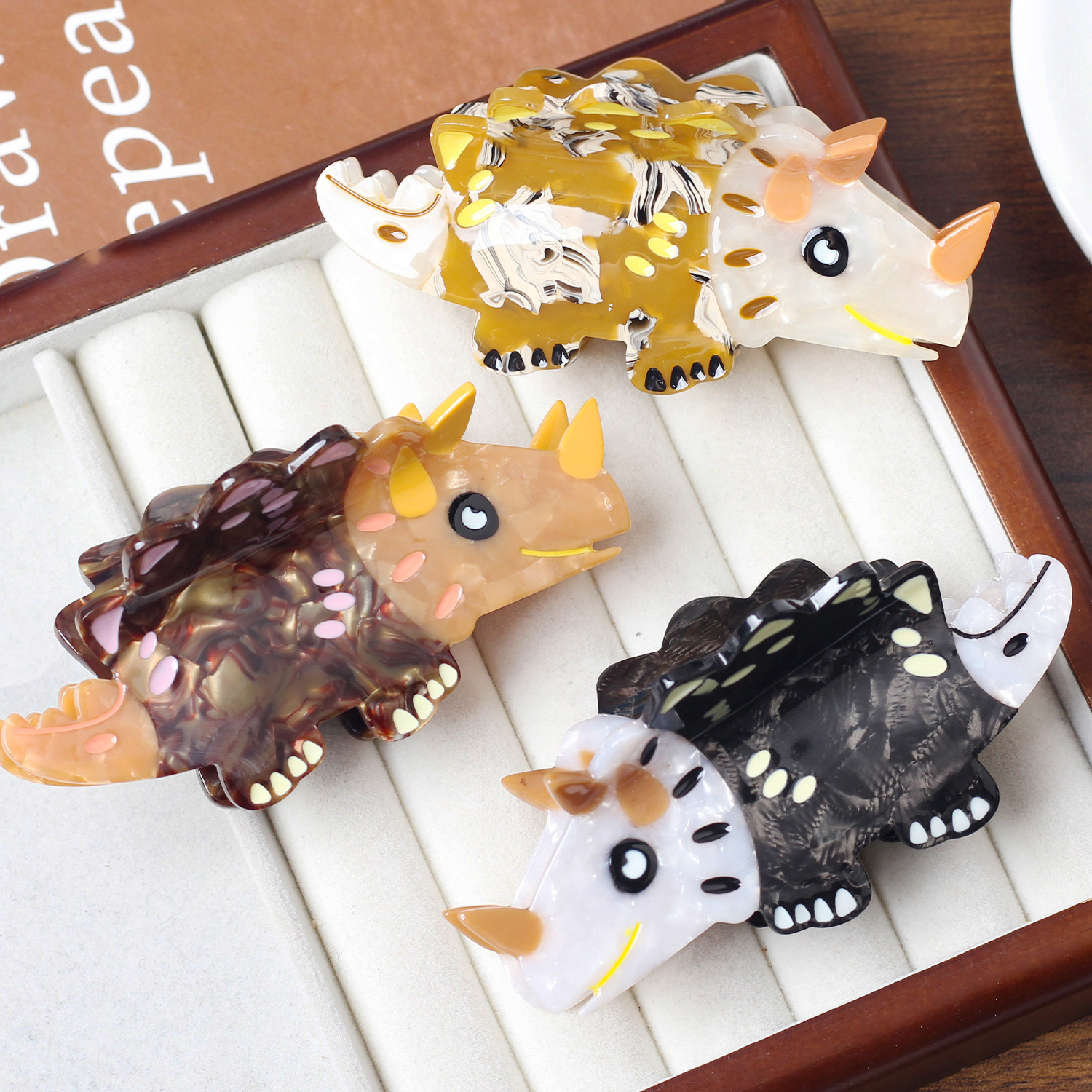 Nuevo dinosaurio acético clip de cabello de alta calidad tiburón clips adorable clip de agarre de animales simple clip de cabello de niña adornamiento para el cabello