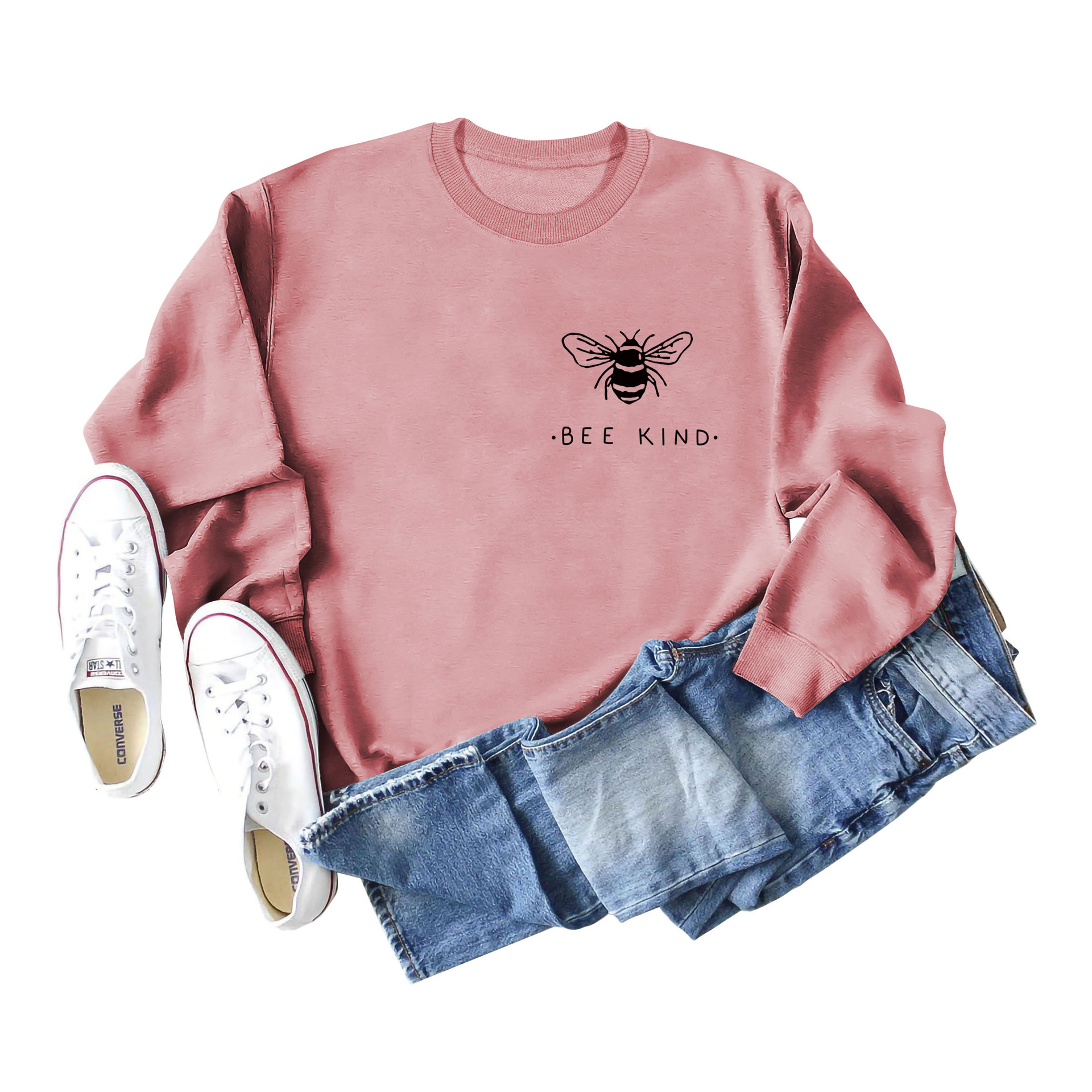 Estación independiente transfronteriza europea y americana abeja tipo cuello redondo Otoño e Invierno bottoming manga larga eBay más tamaño suéter para las mujeres