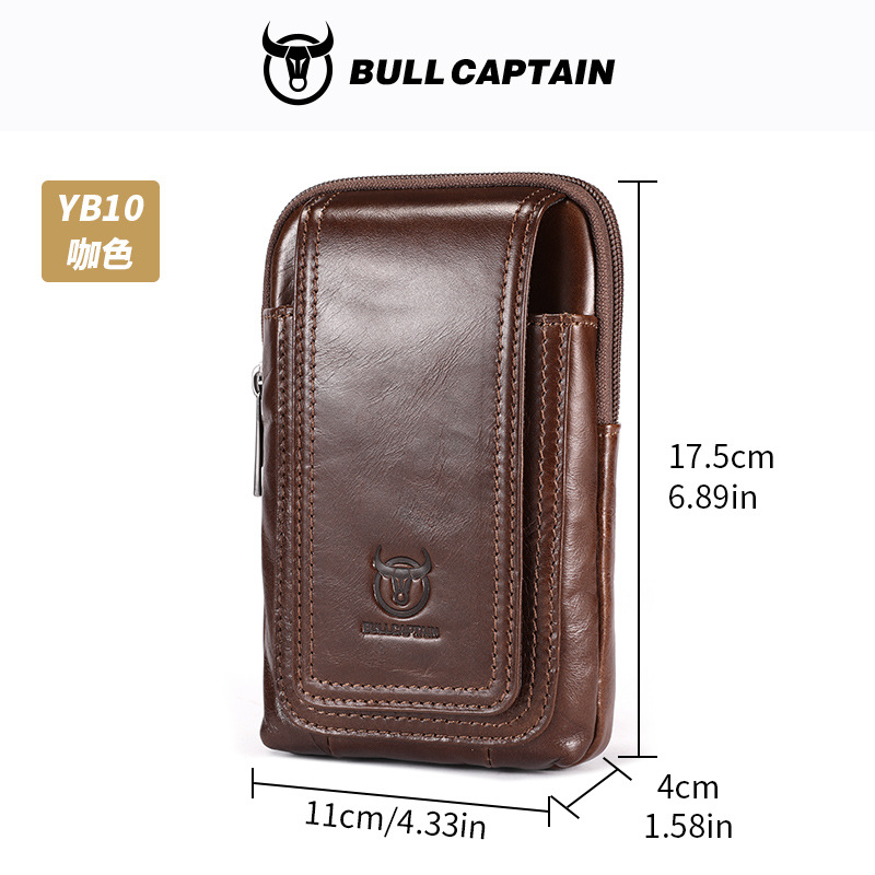 Capitán Niu cuero hombres cinturón de cuero multifuncional gancho cuero genuino 5.5.6.4.7 pulgadas teléfono móvil caja registradora bolso de la cintura