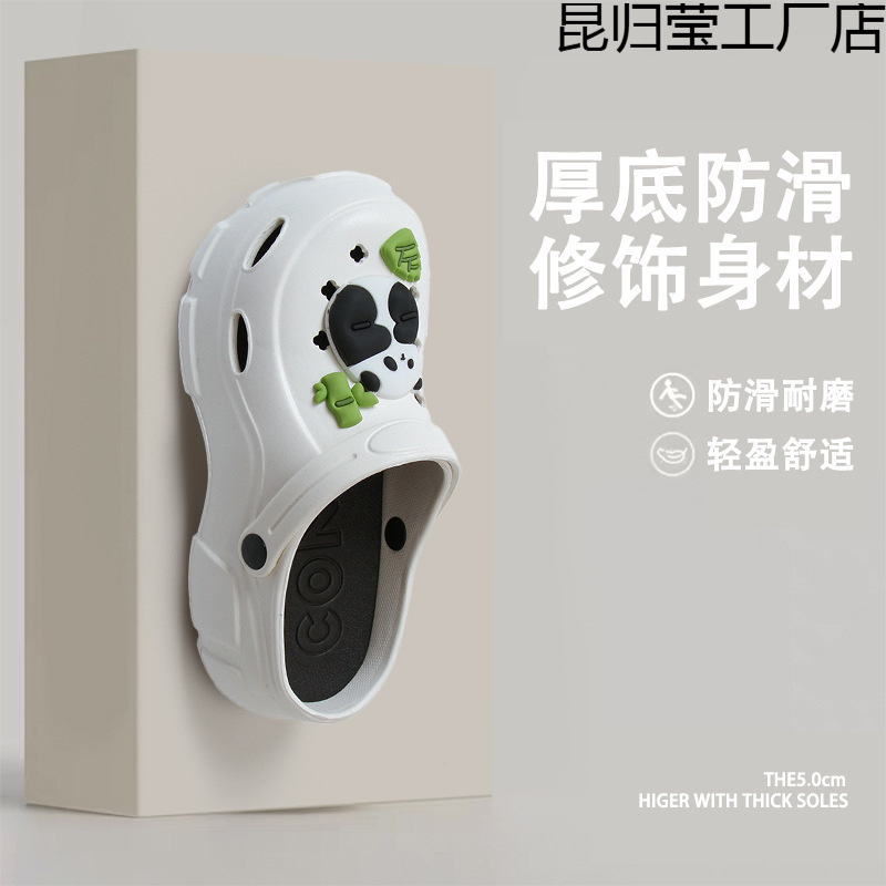 Women's Summer New Style Thick-Soled Breathable Two-Wear Platform Heel Non-Slip Beach Sandals with Increased Heel and Hole Shoes