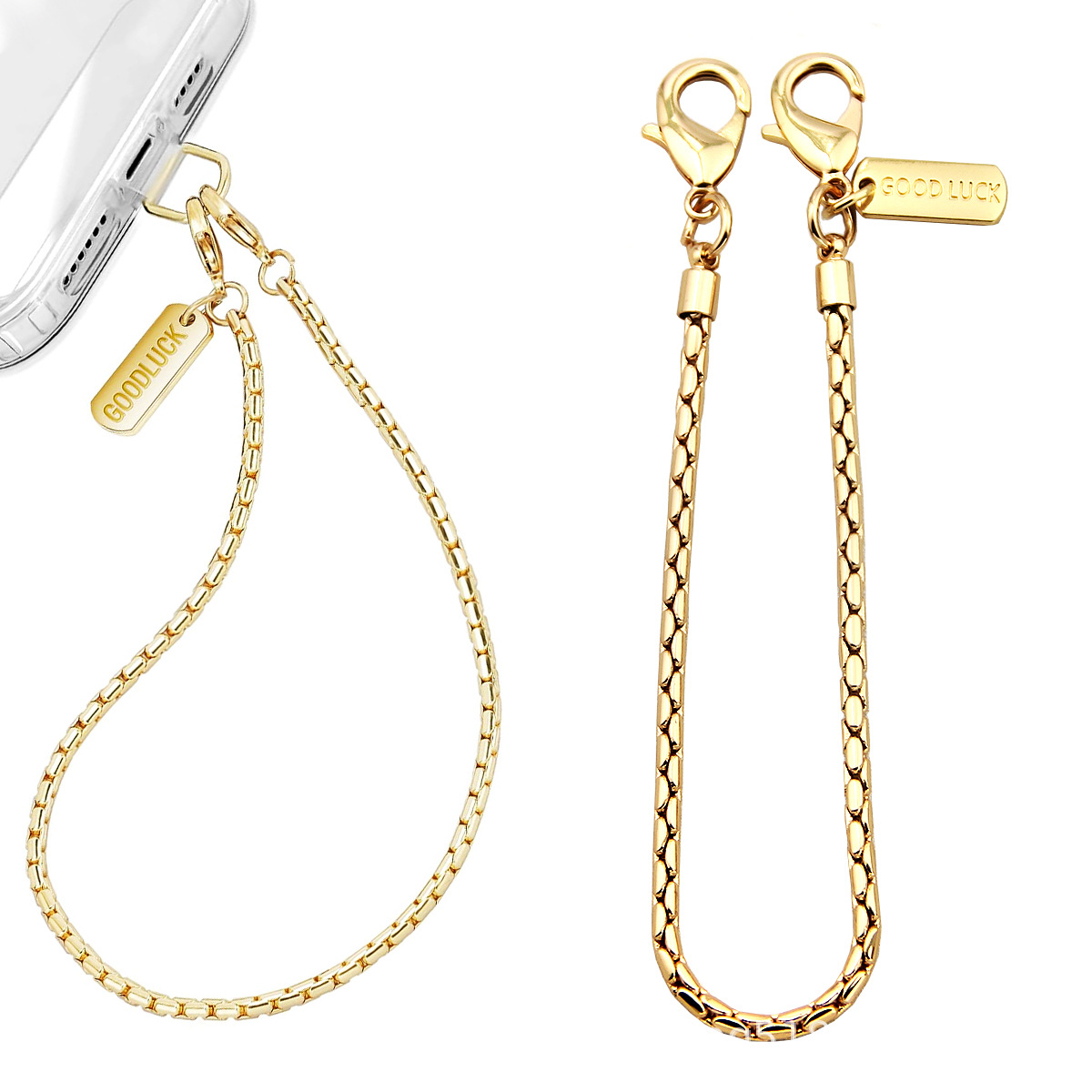 Mobile Phone Hanging Chain Gasket Frosted Light Gold Back Metal Mobile Phone Hanging Chain Chain Cross-Border Amazon Mobile Phone Pendant