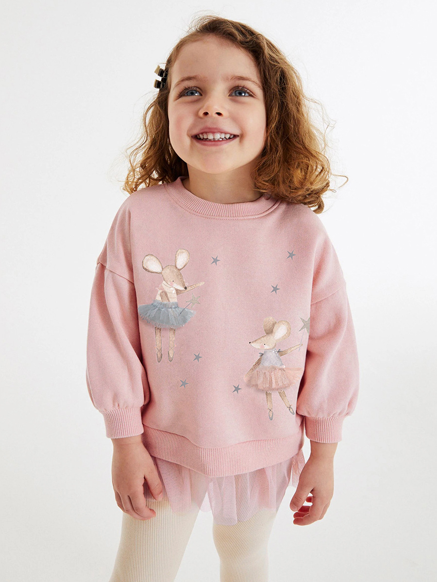 Little Maven personalizado otoño manga larga niñas traje de malla europea y americana traje de niños de dibujos animados traje de niñas