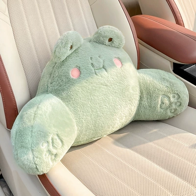 Cartoon plush car headrest: Headrest - kawaii-frog-lumbar-support