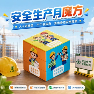 安全生产月魔方定制三阶消防知识纪念文创摆件警察交警玩具
