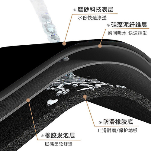 Bathroom diatom mud mat bathroom water-absorbent non-slip carpet quick-drying toilet door mat entry door floor mat