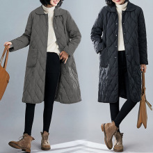 2025冬季新品纯色单排扣减龄中长款轻薄棉衣棉服女
