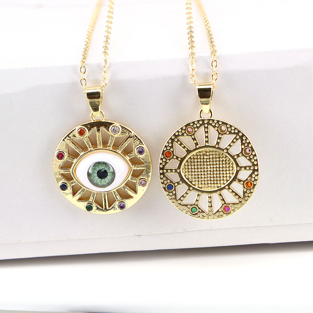 European And American Copper Zircon Devil Eye Necklace display picture 3