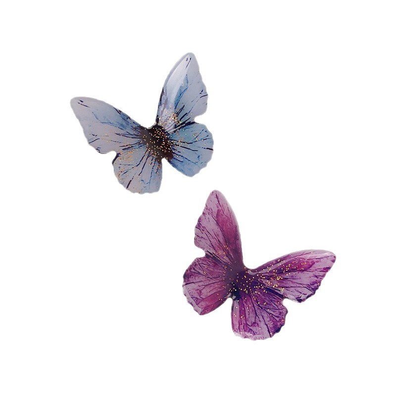 Super Fairy Retro Simulación Púrpura Azul Mariposa Clip Exquisito Flash Fino Clip de flequillo Horquilla Clip lateral Clip de pico de pato Accesorios para el cabello de todo fósforo