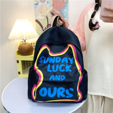 新款日系格子ins涂鸦双肩包女可爱大容量少女轻便背包大学生书包