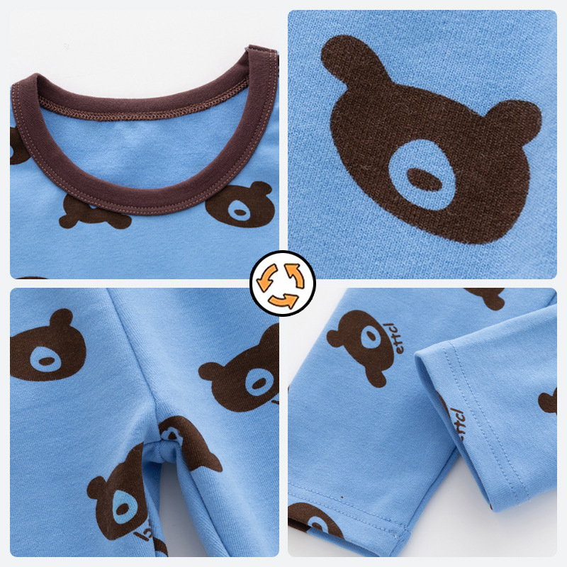 abbigliamento per bambini set di vestiti per la casa stampa orso cartone animato delicato sulla pelle e comodo per bambini e bambini di mezza età un pezzo spedizione diretta_voghion.com