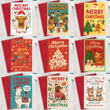 跨境新品热销圣诞节日贺卡，卡通可爱圣诞老人和雪人设计生日礼物