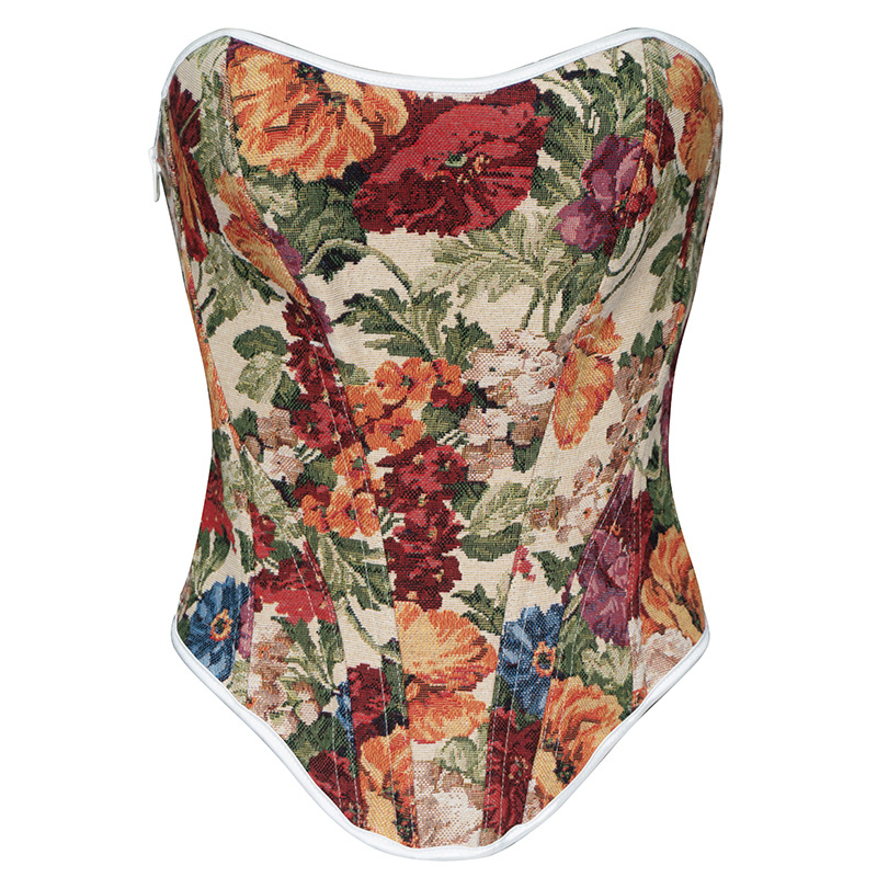 Nuevo chaleco de pintura al óleo de galía corto sexy envuelto en la parte posterior de la chaqueta retro vestimenta de cuerpo