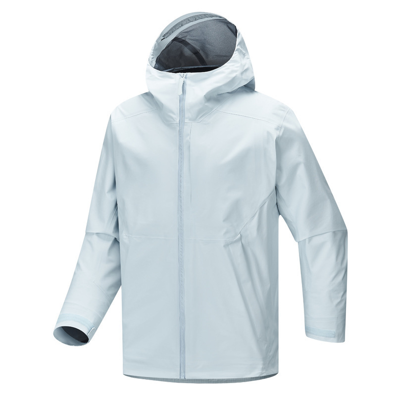 Outdoor single-layer hardshell jacket, unisex design, windproof and waterproof, with full seam sealing and a hood, suitable for mountaineering Outdoor single-layer hardshell jacket, unisex design, windproof and waterproof, with full seam sealing and a hood, suitable for mountaineering