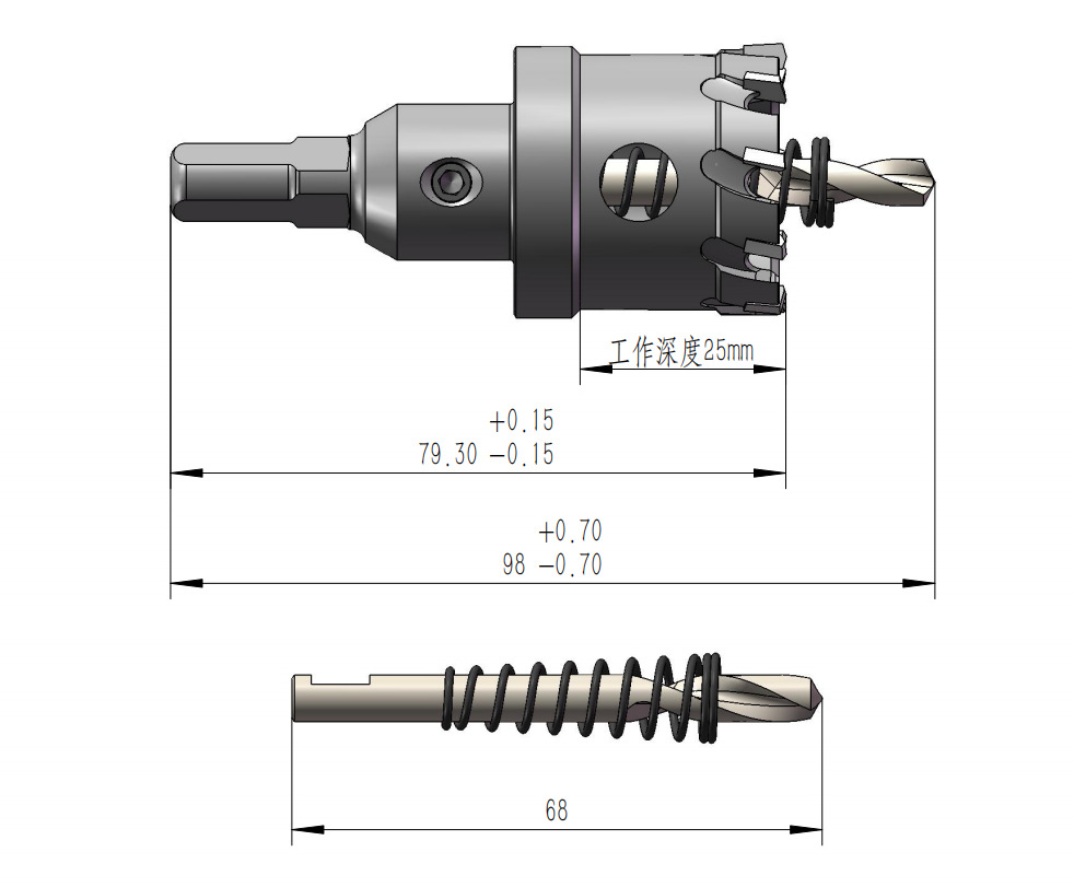 合金开孔器尺寸图