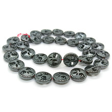 黑胆石12mm镂空生命树散珠DIY饰品赤铁矿配件批发