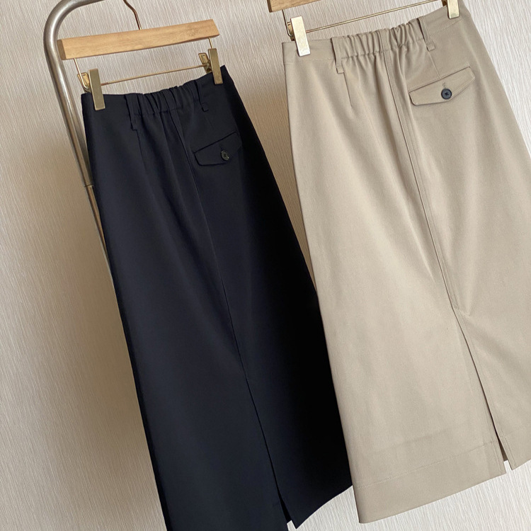 Shopkeeper's Personal Recommendation! Japanese Style Single ~ Customer-Supplied Tencel Cotton Pocket Workwear Style Slimming Straight Skirt for Women