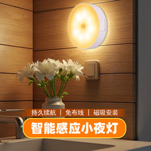 跨境智能人体红外感应小夜灯 无线LED充电磁吸式床头卧室小台灯