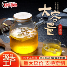 日式高硼硅玻璃凉水壶夏季家用柠檬水壶竹盖茶壶凉白开冷水壶