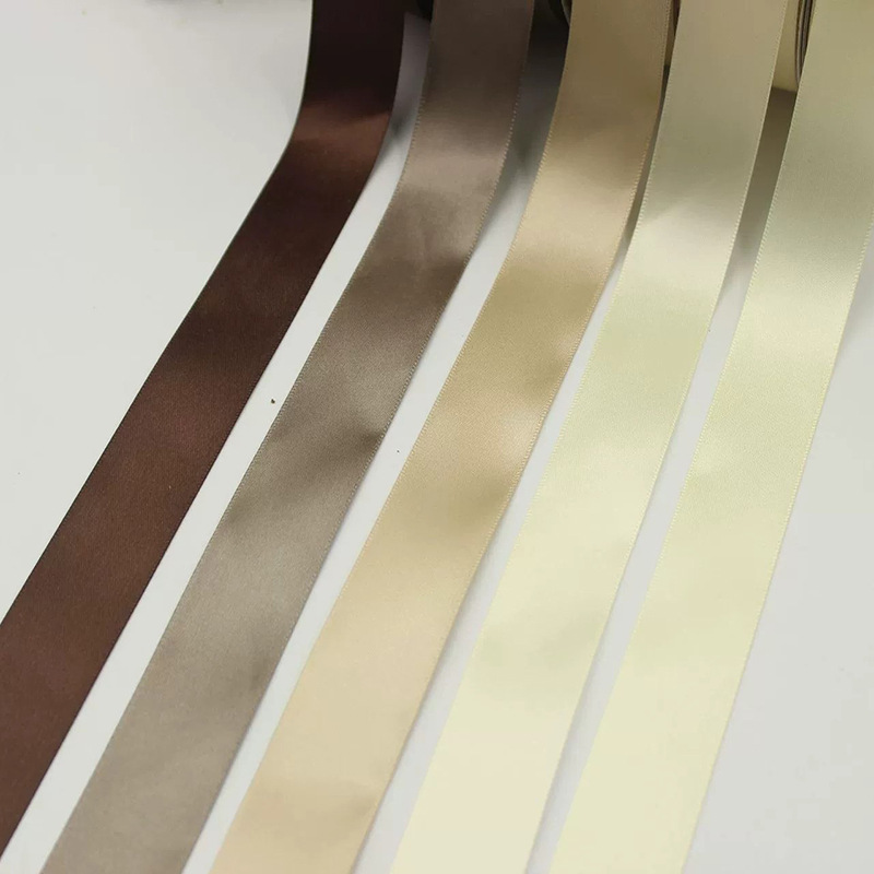 Cinta al por mayor 2,5 cm cinta de poliéster marrón cinta de la flor cinta de embalaje de regalo cinta floral para hornear