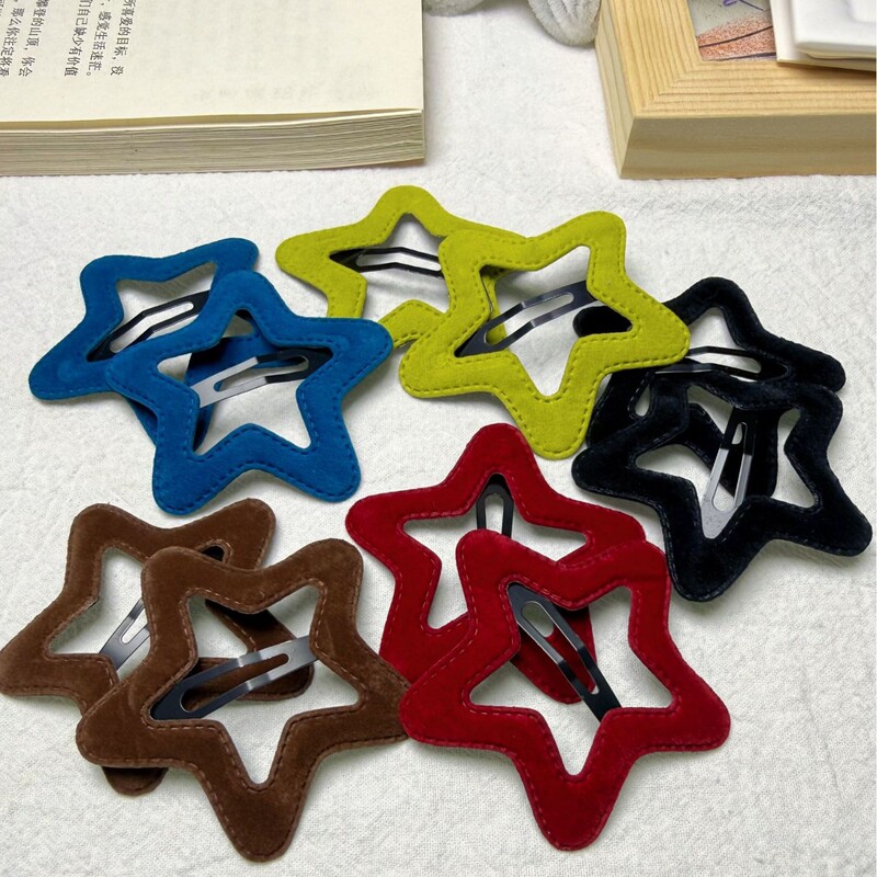 New Flocked Five-Pointed Star Hairpin Autumn and Winter Sweet Side Bangs Hairpin Large Star Hairpin on the Back of the Head New Flocked Five-Pointed Star Hairpin Autumn and Winter Sweet Side Bangs Hairpin Large Star Hairpin on the Back of the Head