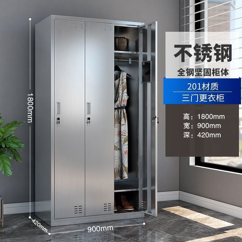 Armario de tres puertas (201) de acero inoxidable