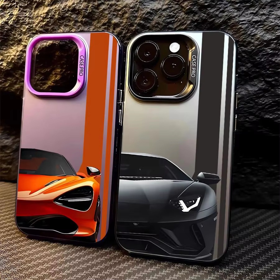 Cool Cross-Border Sports Car Mobile Phone Case Suitable for Apple 15Promax New Black and White Red Orange Sports Car 16Plus