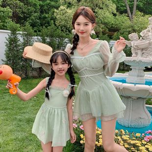 Parent-Child Wear 2025 Summer Dress Mother-Daughter Family Dress Fashionable Princess Chiffon Fairy Dress Seaside Vacation Beach Dress