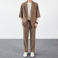 ins休闲西服男韩版潮流痞帅气五分袖小西装港风潮牌单西外套dk