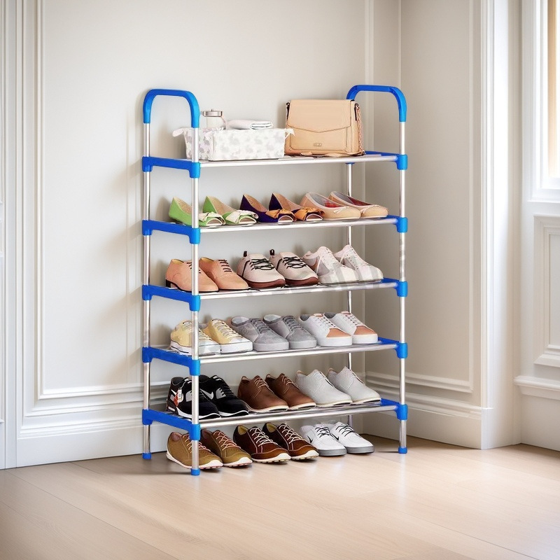 Estante de zapatos simple dormitorio doméstico multicapa puerta armario de zapatos a prueba de polvo fuerte pequeño y estrecho alquiler de almacenamiento a prueba de polvo