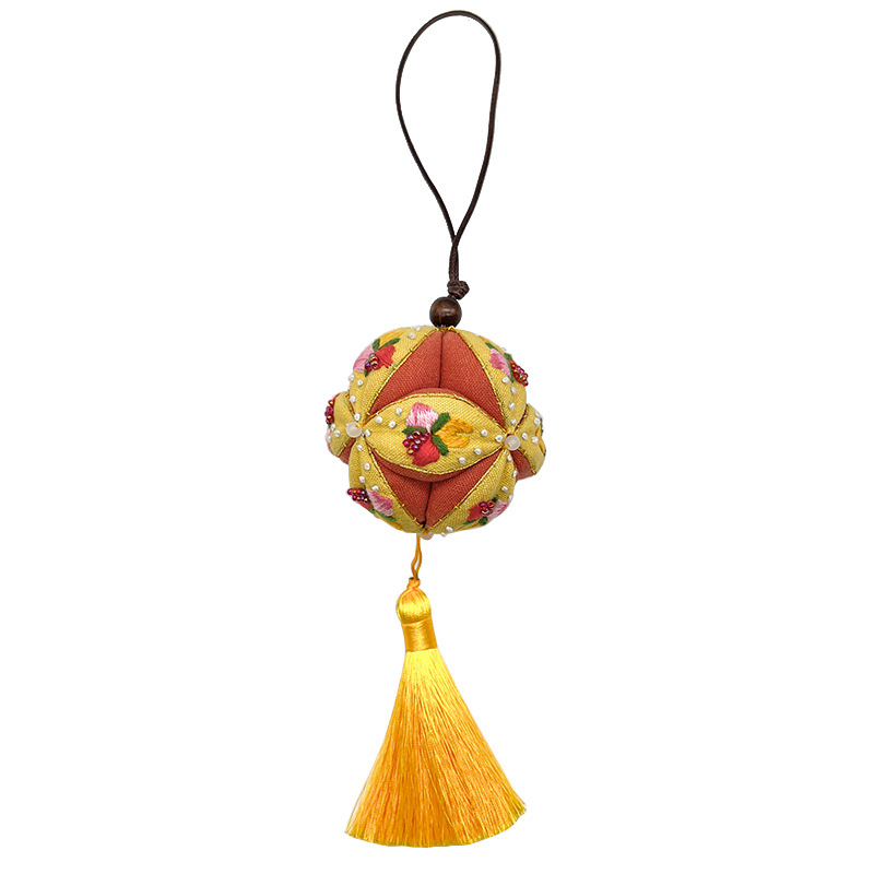 Saquete de estilo antiguo bordado mano Lu DIY material paquete colgante bolsillo de bola para regalar novia colgante de flores