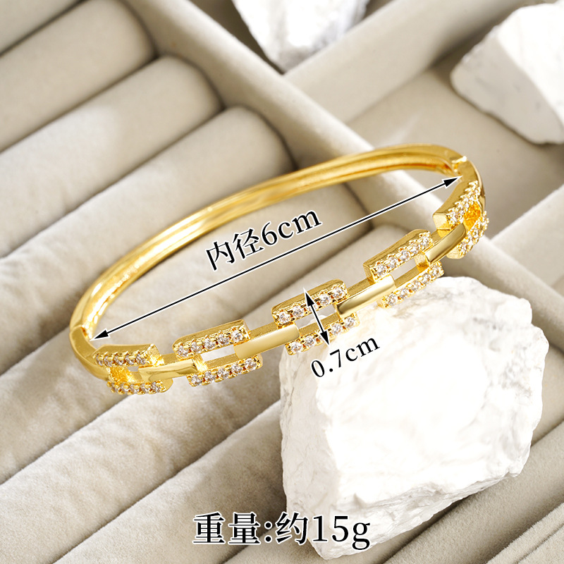 Brazalete de oro de arena de Vietnam 18k de estilo europeo y americano incrustado anillo de cadena de zircon para mujeres lujosas joyas de mano de alta calidad