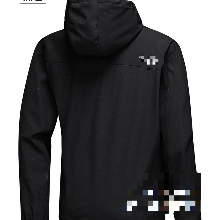Cross-border spring and autumn sports windproof jacket for men, solid color outdoor hooded jacket, wholesale on Wish
