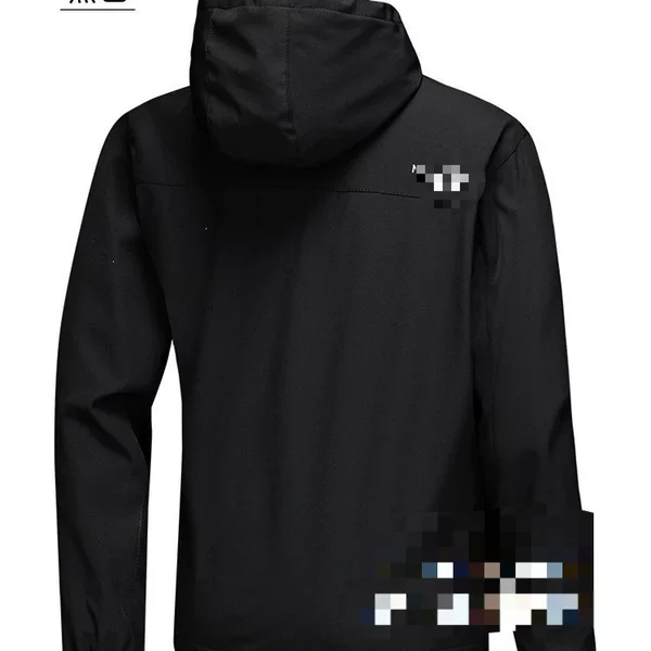 Cross-border spring and autumn sports windproof jacket for men, solid color outdoor hooded jacket, wholesale on Wish