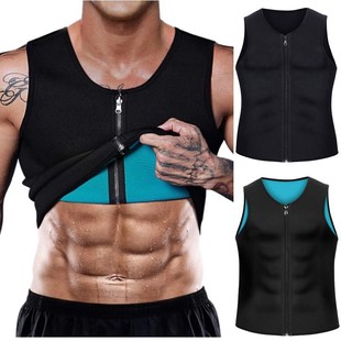 Factory Direct Supply Body Shaping Clothes Men's Sweat-popping Zipper Vest Waist Fitness Clothes Sports Yoga Clothes Running Sweat Clothes