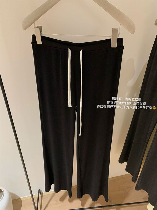 【工厂现货】2025夏韩版百搭慵懒风垂感微喇裤女百搭抽绳微弹居家|undefined