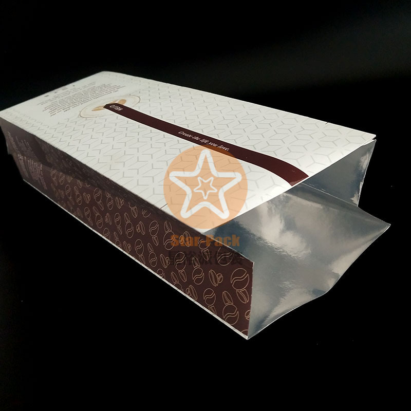 自封咖啡袋白牛皮纸复合镀铝中封风琴袋